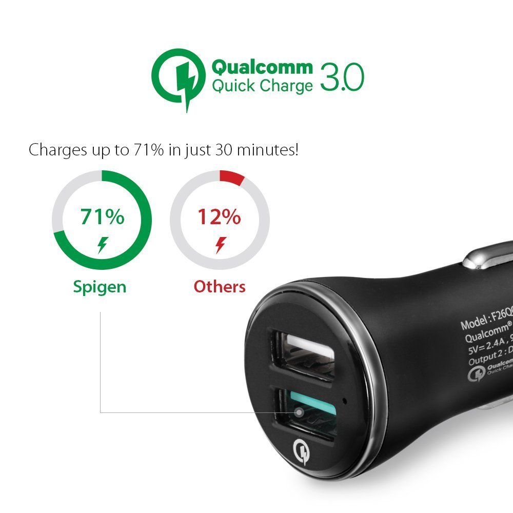 Spigen Car Charger Adapter Dual Port-Black