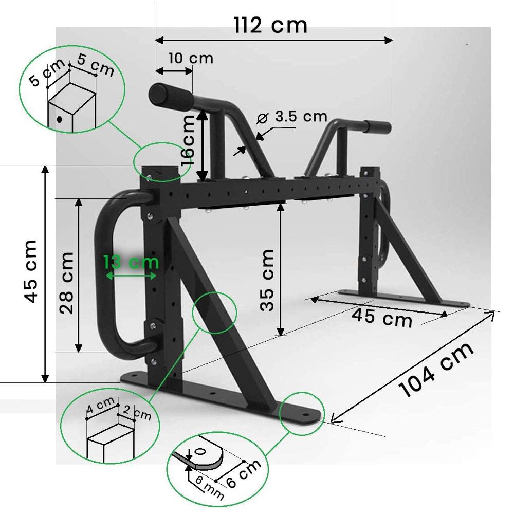 Wall Mount Pull-Up Bar -Multi-Grip Chin-Up Station