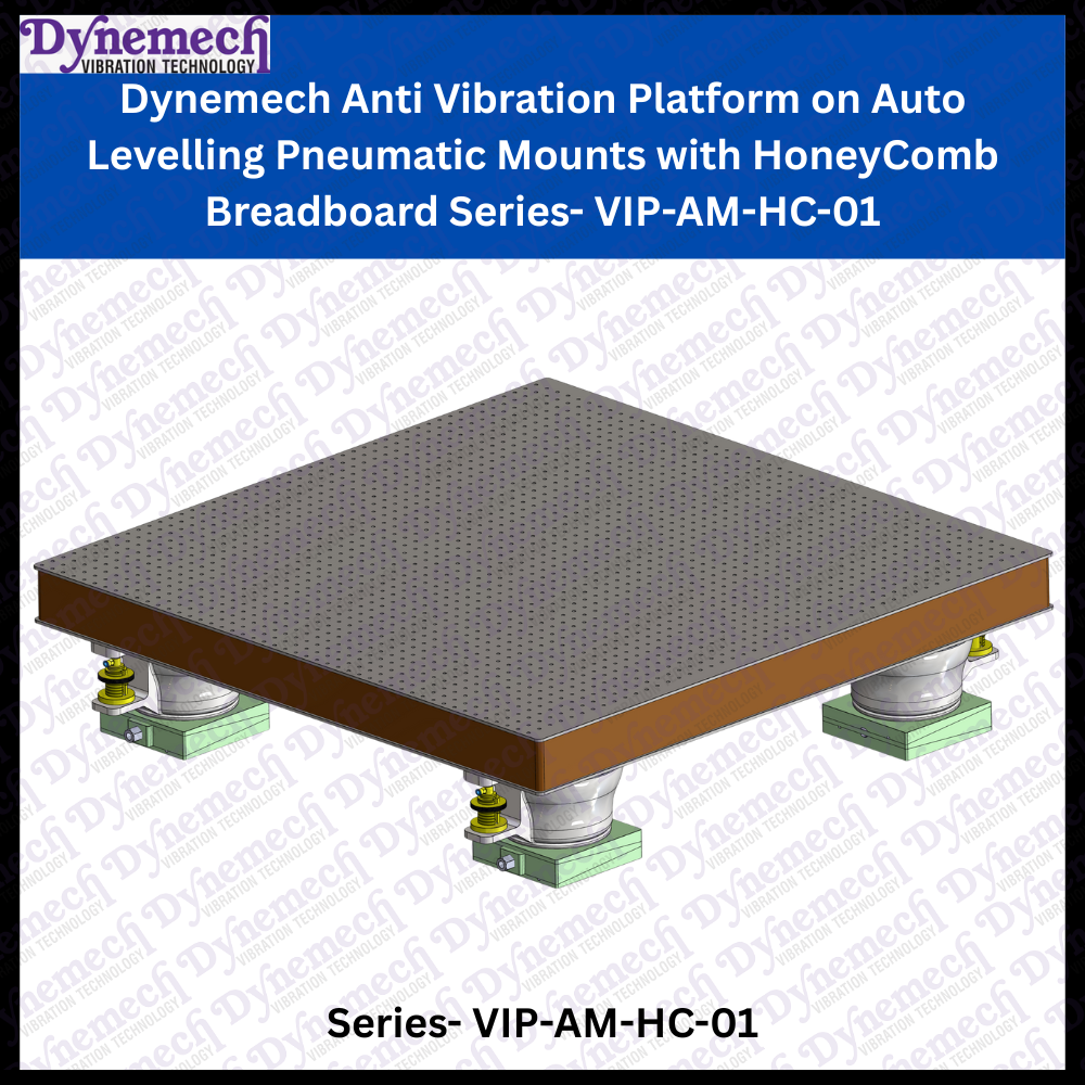 Dynemech Anti Vibration Platform on Auto Levelling Pneumatic Mounts with HoneyComb Breadboard Series: VIP-AM-HC-01