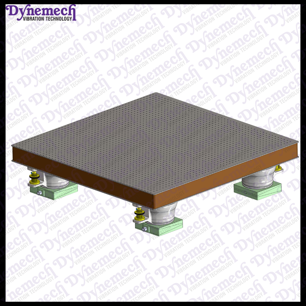 Dynemech Anti Vibration Platform on Auto Levelling Pneumatic Mounts with HoneyComb Breadboard Series: VIP-AM-HC-01