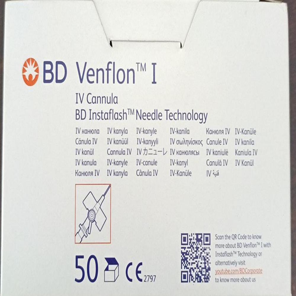 Venflon 22g - Attributes: Sterile Eo Bd Instaflash Smooth Insertion High Flow Rate (31 Ml/min) 50 Units Box Use