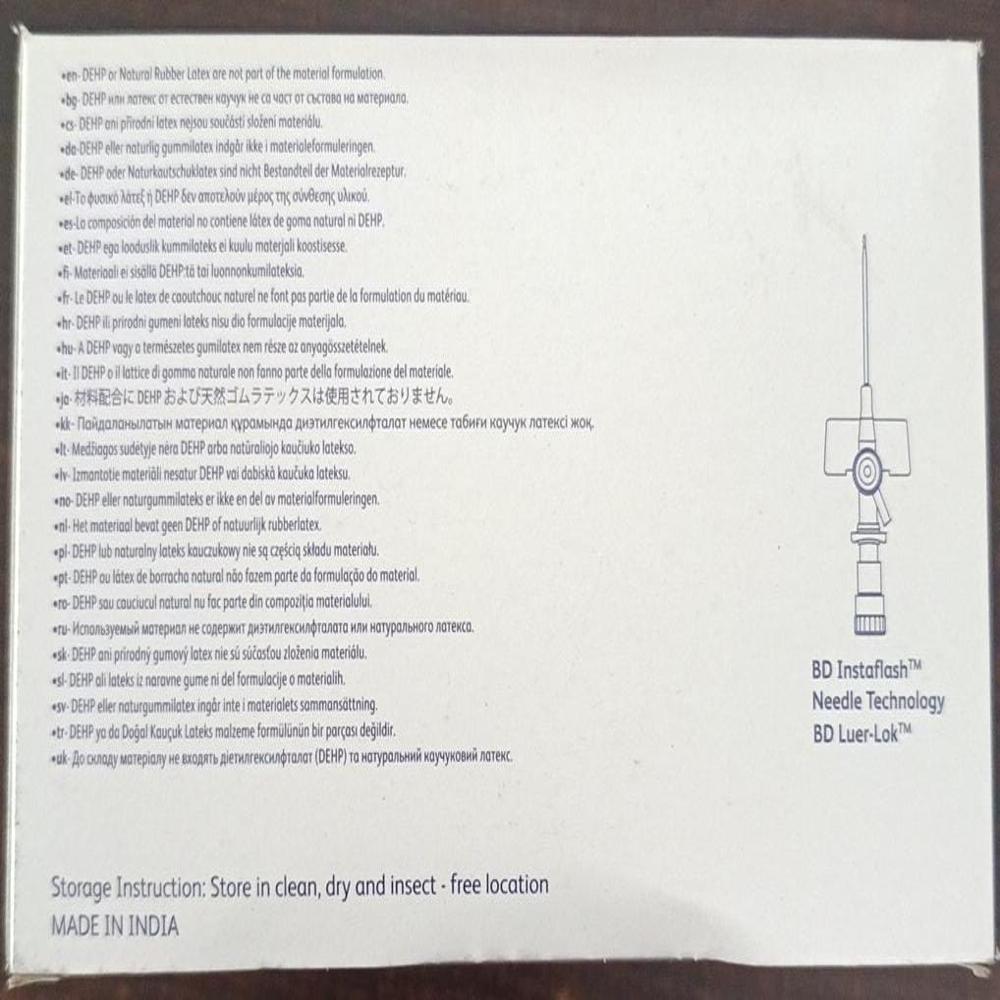 Venflon 22g - Attributes: Sterile Eo Bd Instaflash Smooth Insertion High Flow Rate (31 Ml/min) 50 Units Box Use