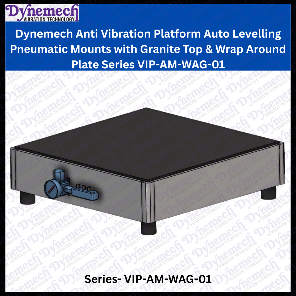 Dynemech  Anti Vibration Platform on Auto Levelling Pneumatic Mounts with Granite Top & Wrap Around Plate Series: VIP-AM-WAG-01