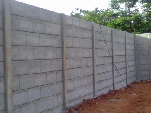 6 Feet Cement Industrial Boundary Wall - Color: Grey