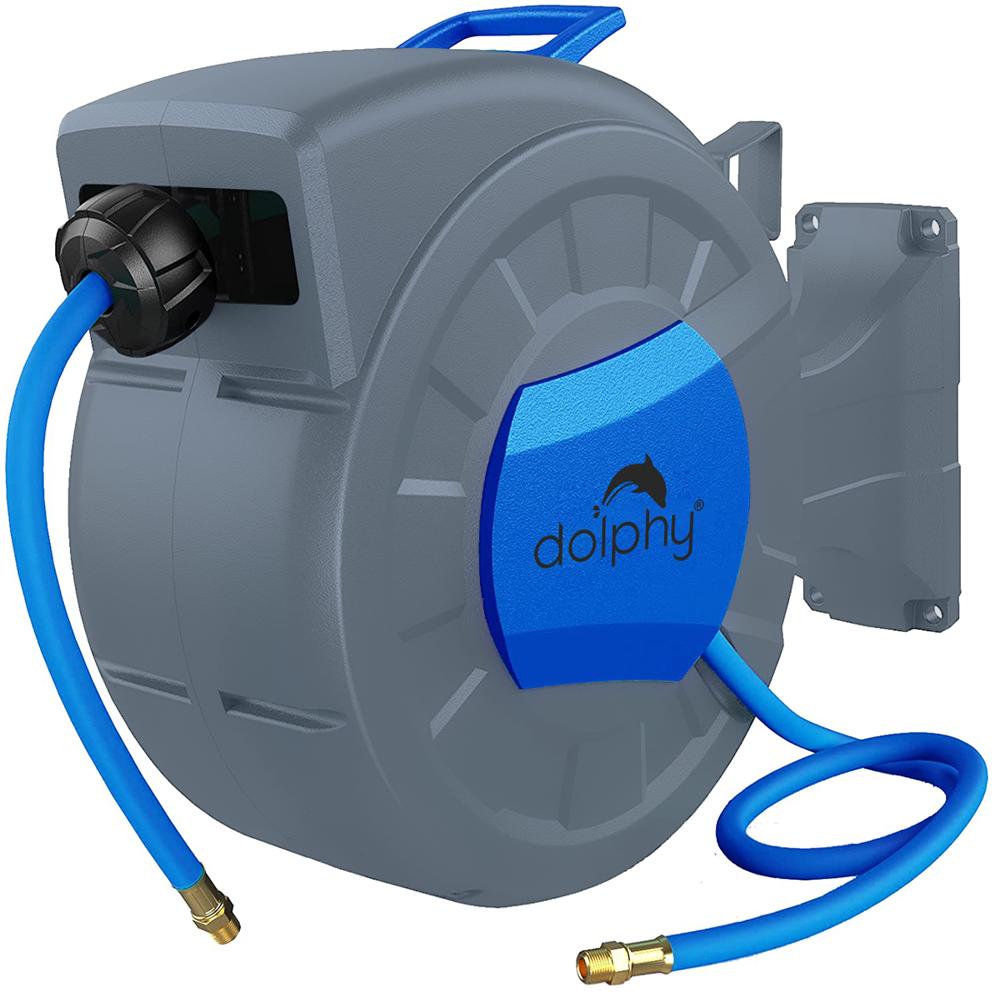 Auto Air Hose Reel - Color: Gray & Blue