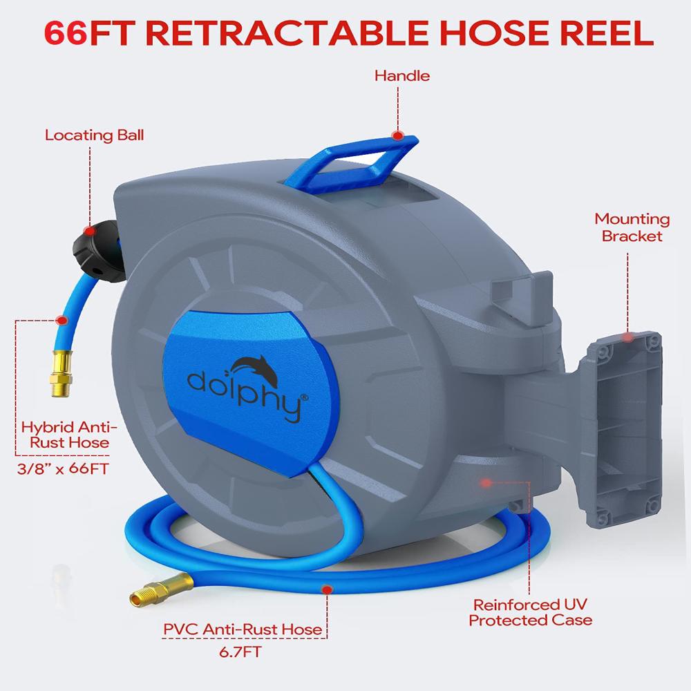 Auto Air Hose Reel - Color: Gray & Blue
