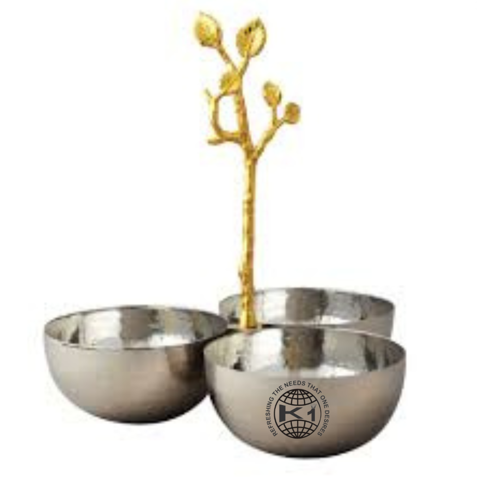 Elegance Golden Vine Hammered Triple Bowl