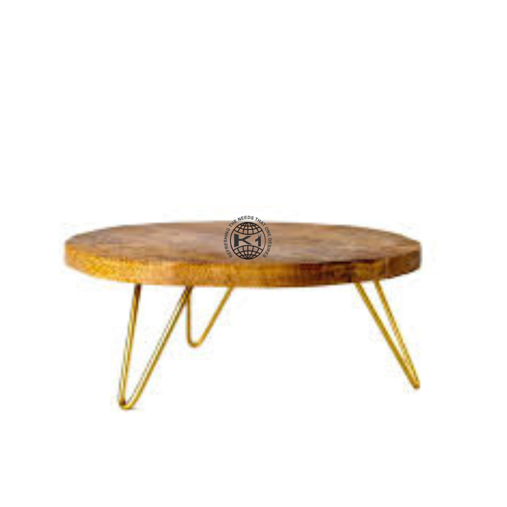 Brown & Gold Toned Wooden Tripod Cake Stand. - Shape: Table