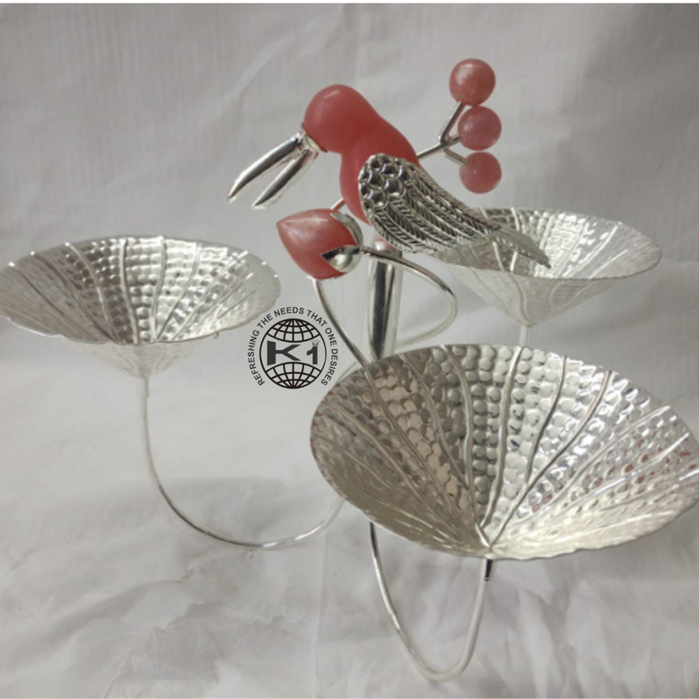 mini glass dessert domes with wooden bases. 