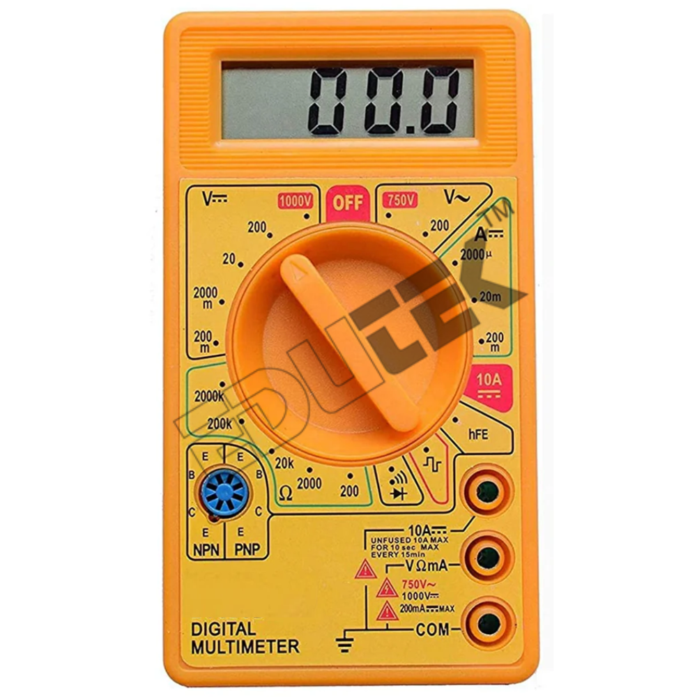 Digital Multimeter - Ac Voltage 750v, Dc Current 10a, Accuracy 0.5%/1%, Powered By 9v Battery | Digital Display, Auditory Continuity & Diode Check