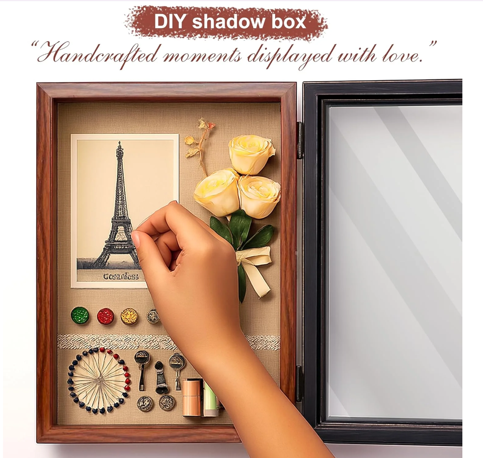 Synthetic Wood 3CM 5CM Deep 8x8 16x16 Inches A3 A4 3D Shadow Box Photo Frame