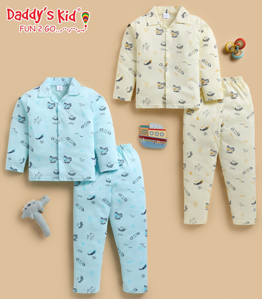 802 Boys Collar Neck Night Suit - Color: Different Available
