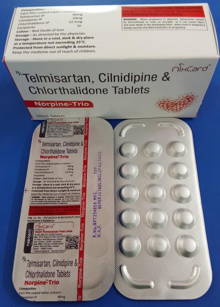 टेल्मिसार्टन सिल्निडिपाइन और क्लोर्थालिडोन टैबलेट्स