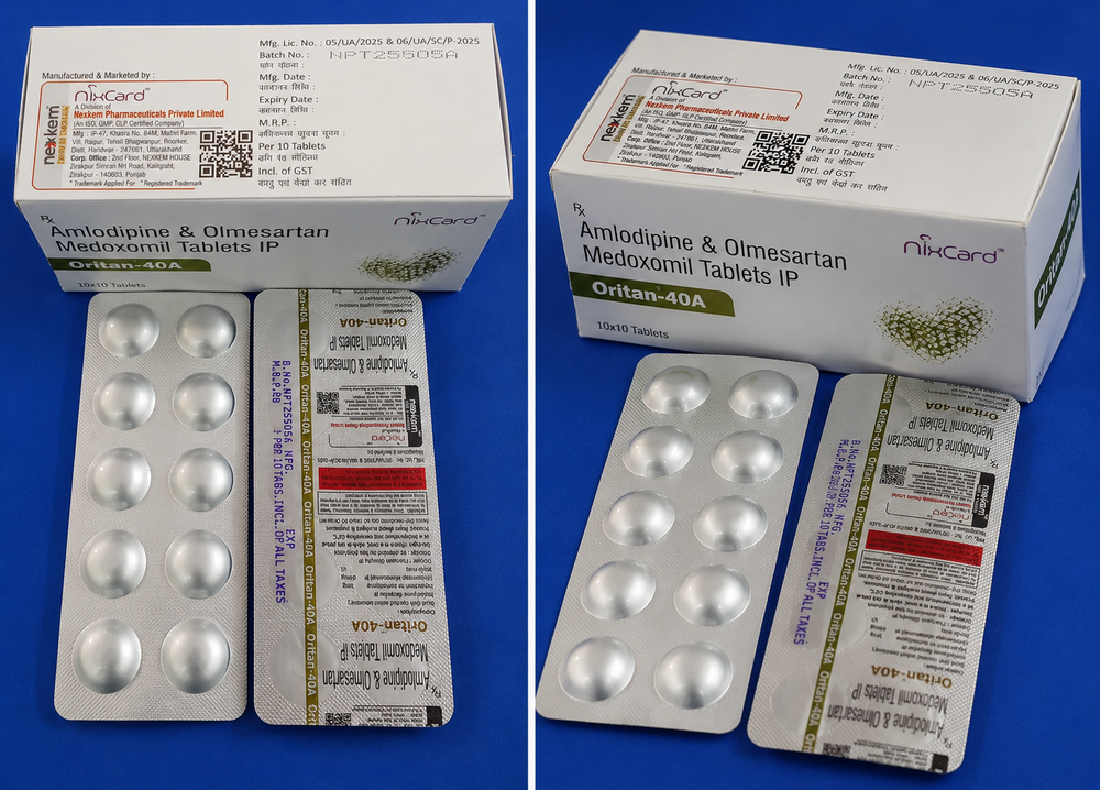 Amlodipine And Olmesartan Medoxomil Tablets Ip - Brand Name: Oritan-40A