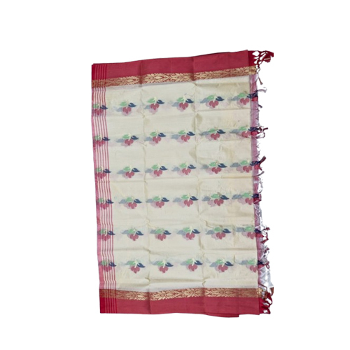 Tasar Matka Cotton Border Buti Work Saree - Feature: Handloom Textile With Heritage Craft Appeal