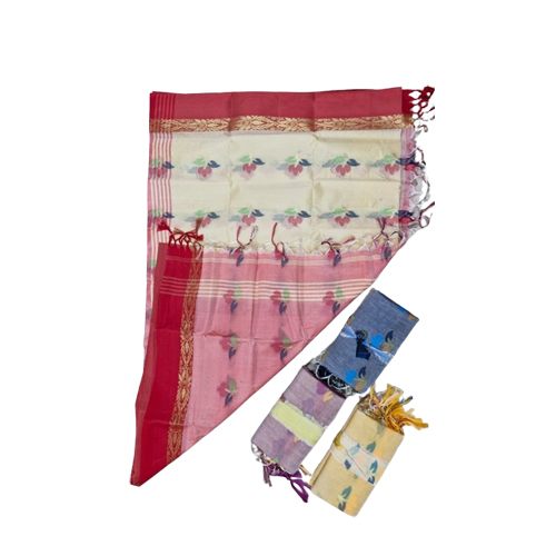 Tasar Matka Cotton Border Buti Work Saree