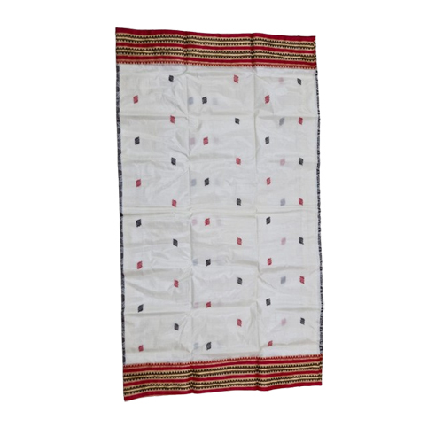 Tasar Matka Cotton Border Work Saree - Color: White