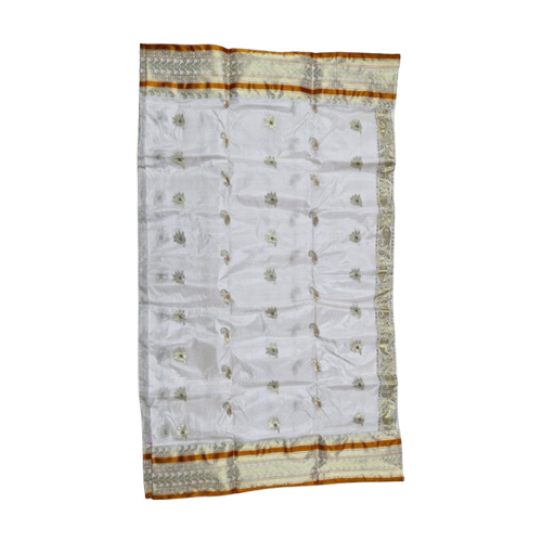 Tasarmatka Zari Border Kaj Saree - Color: White
