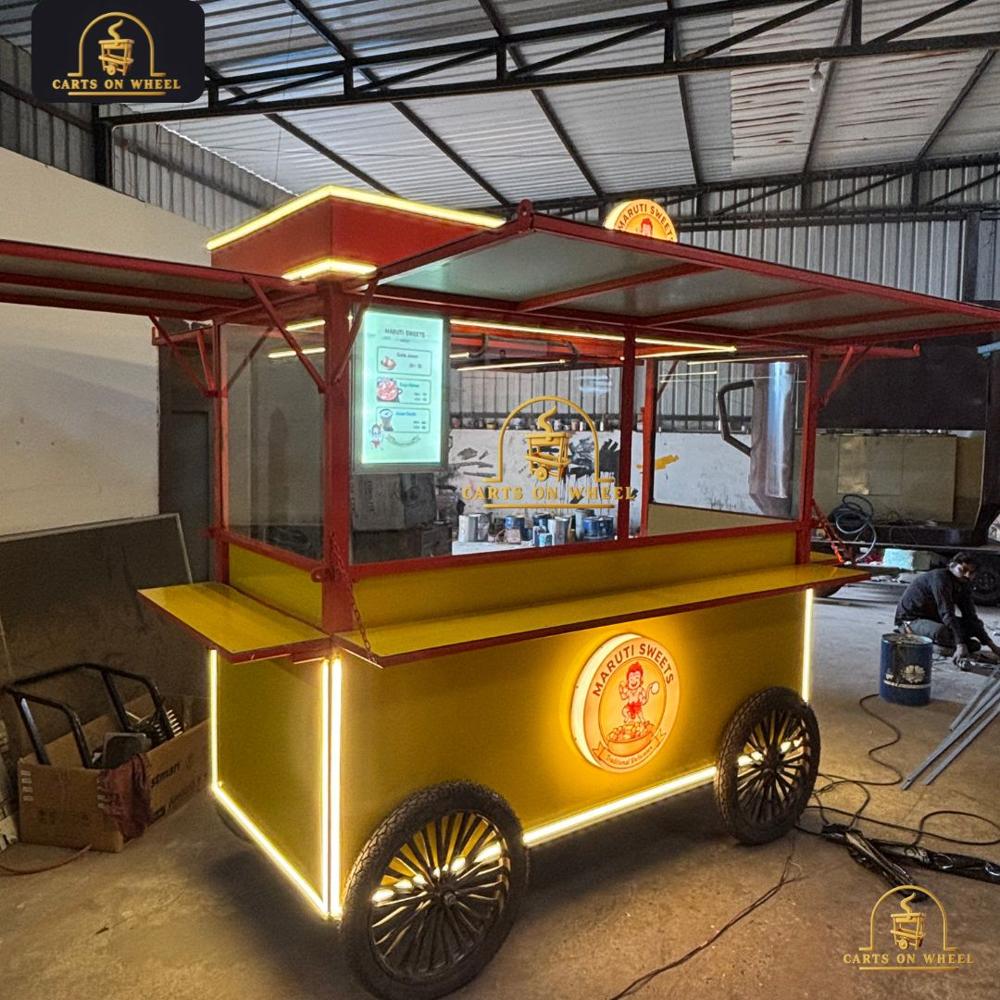 Maruti Sweets Push Cart - Color: Yellow & Orange