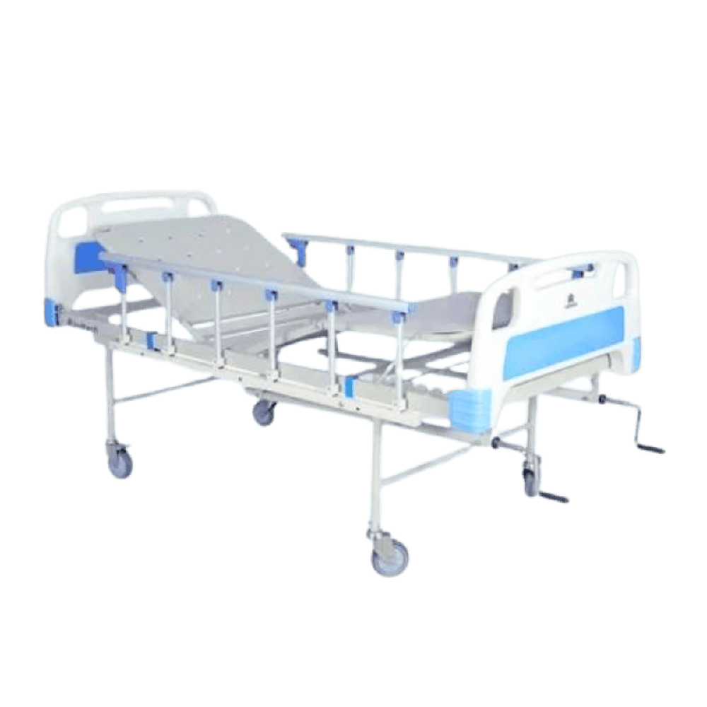 Fowler Bed Manual - Mild Steel, 2100x900x600 Mm, Four-section Mattress Platform | Manual Crank Operation, Collapsible Aluminum Rails, Epoxy Powder Coated Finish