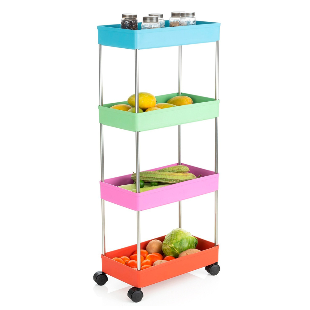 Multicolor Food Storage Trolley - Features: Easy To Clean