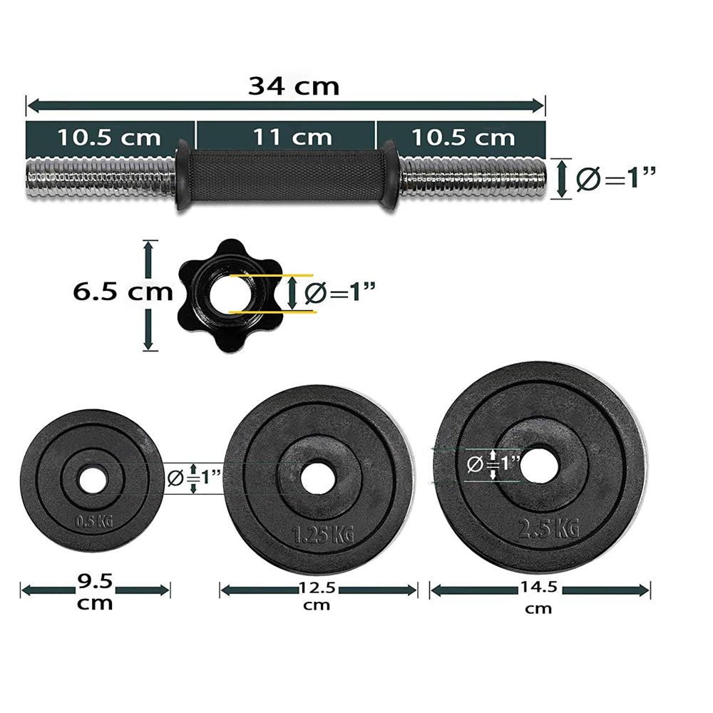 Dolphy 20kg Cast Iron Adjustable Fitness Dumbbell Set