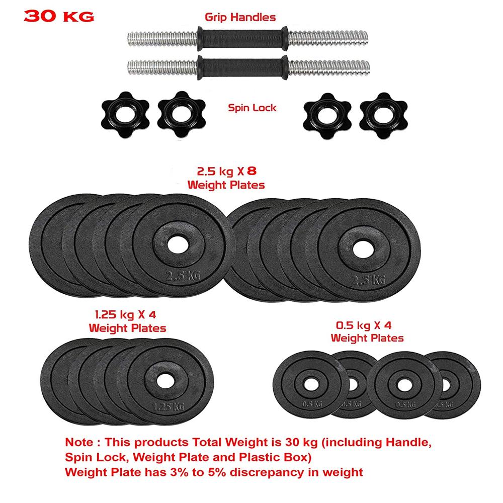 Dolphy 30kg Cast Iron Adjustable Fitness Dumbbell Set