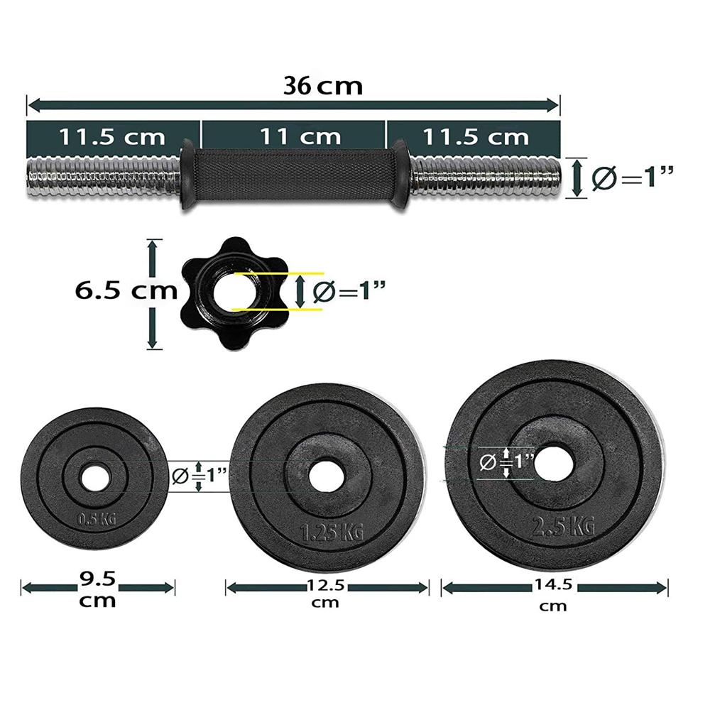 Dolphy 30kg Cast Iron Adjustable Fitness Dumbbell Set