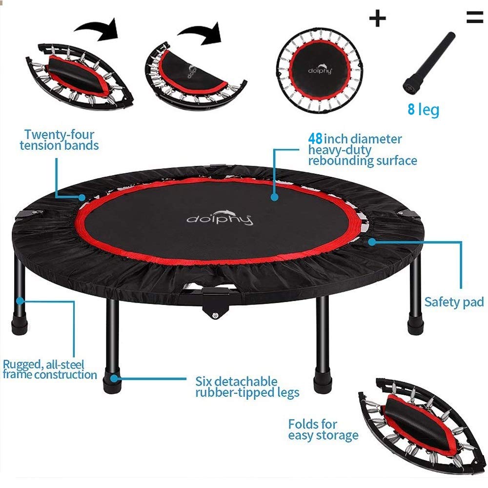 Portable & Foldable Trampoline With Adjustable Handrail - Application: Cardio