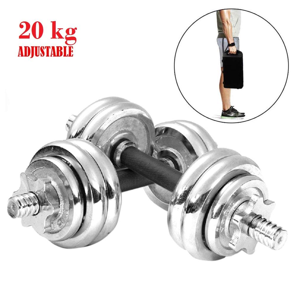 Dolphy 20Kg Chrome Iron Adjustable Fitness Dumbbell Set - Application: Tone Up Muscle
