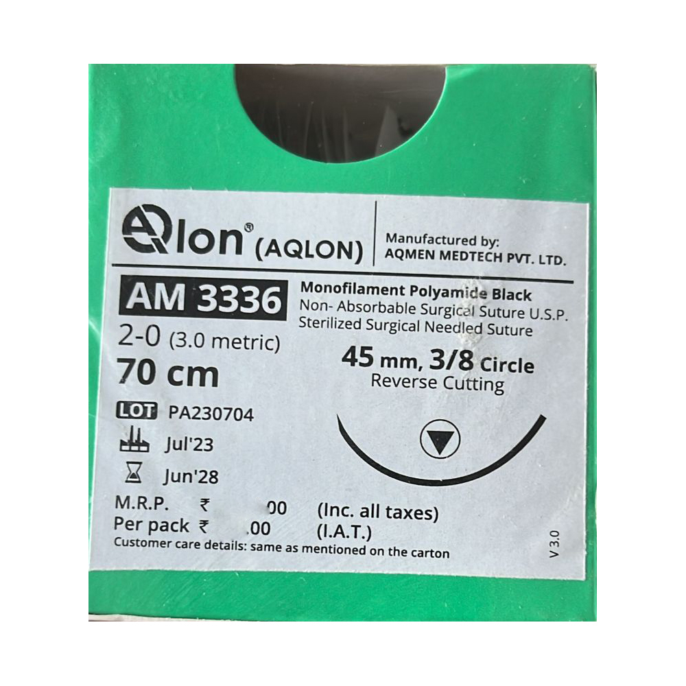 Aqmen Am 3336 Black Monofilament Aqman Surgical Sutures - Feature: Disposable