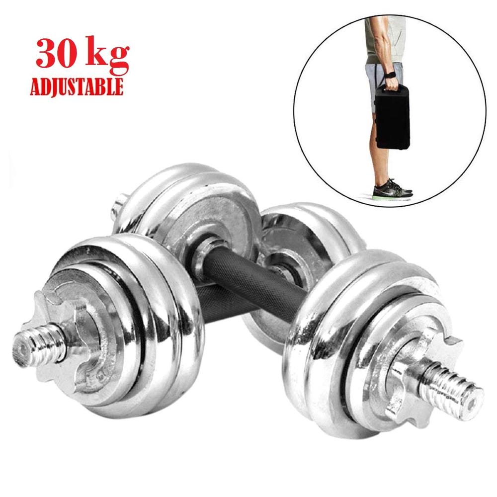 Dolphy 30Kg Chrome Iron Adjustable Fitness Dumbbell Set - Application: Gain Strength