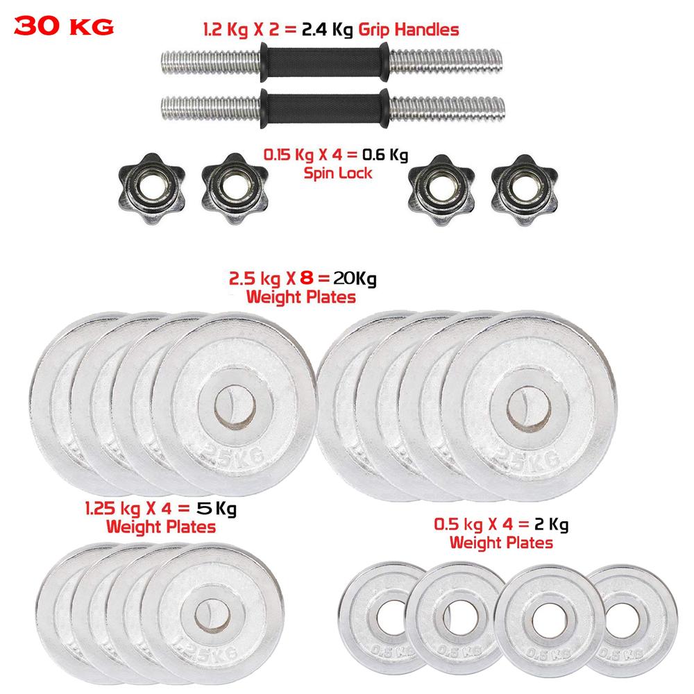 Dolphy 30kg Chrome Iron Adjustable Fitness Dumbbell Set - Application: Gain Strength