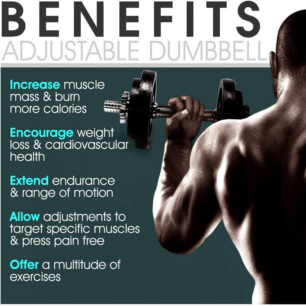 Dolphy 30kg Chrome Iron Adjustable Fitness Dumbbell Set - Application: Gain Strength