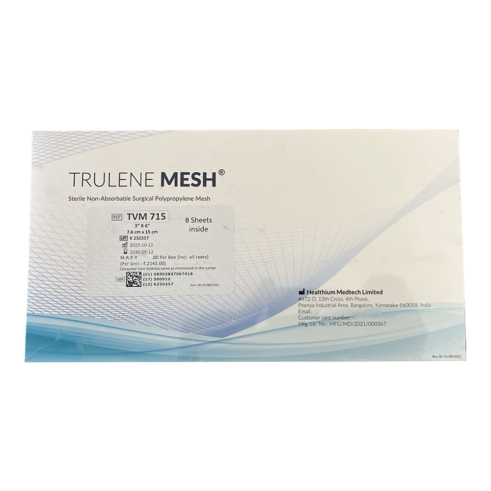Healthium Trulene Mesh Monofilament Polypropylene Sterile Non Absorbable Mesh - Color: White