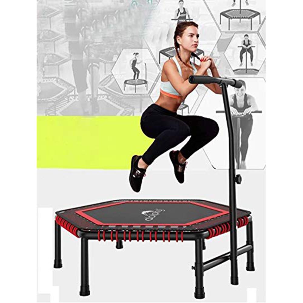 Hexagon Trampoline Rebounder With Adjustable Handrail - Frame Material: Steel