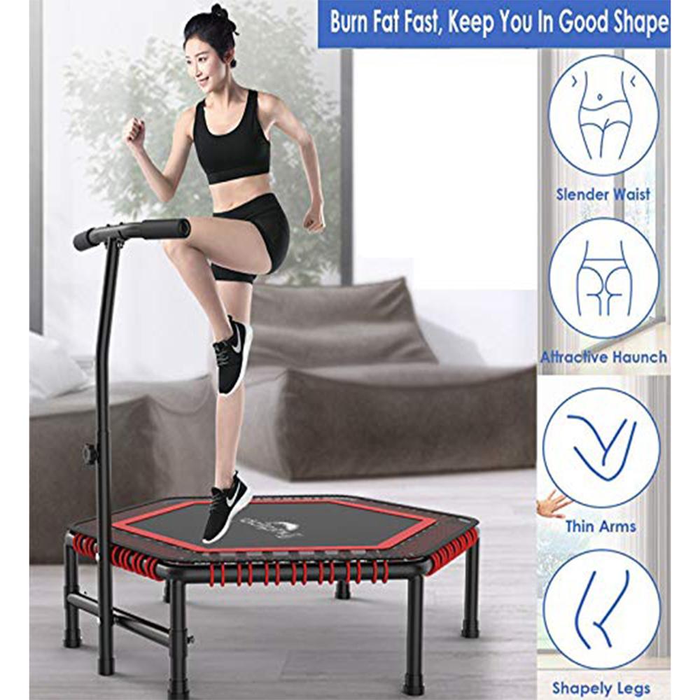 Hexagon Trampoline Rebounder With Adjustable Handrail - Frame Material: Steel