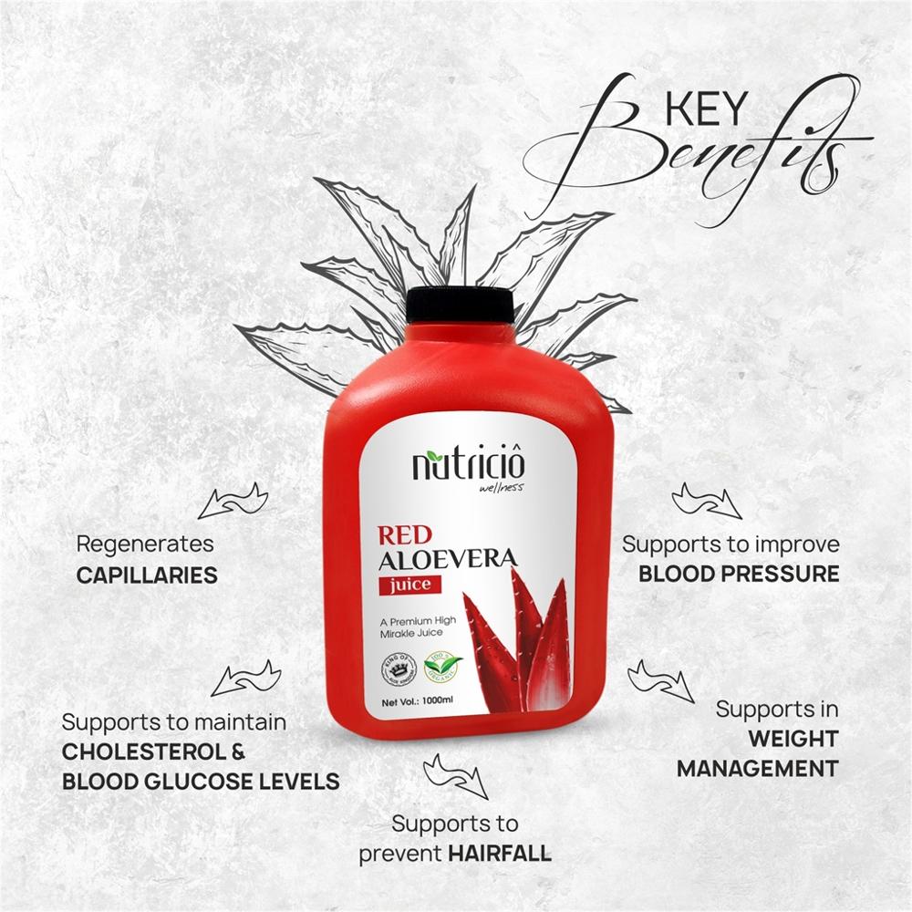 Nutricio Wellness Red Aloe vera Juice with Ashwagandha and Honey A Premium High mirakle juice