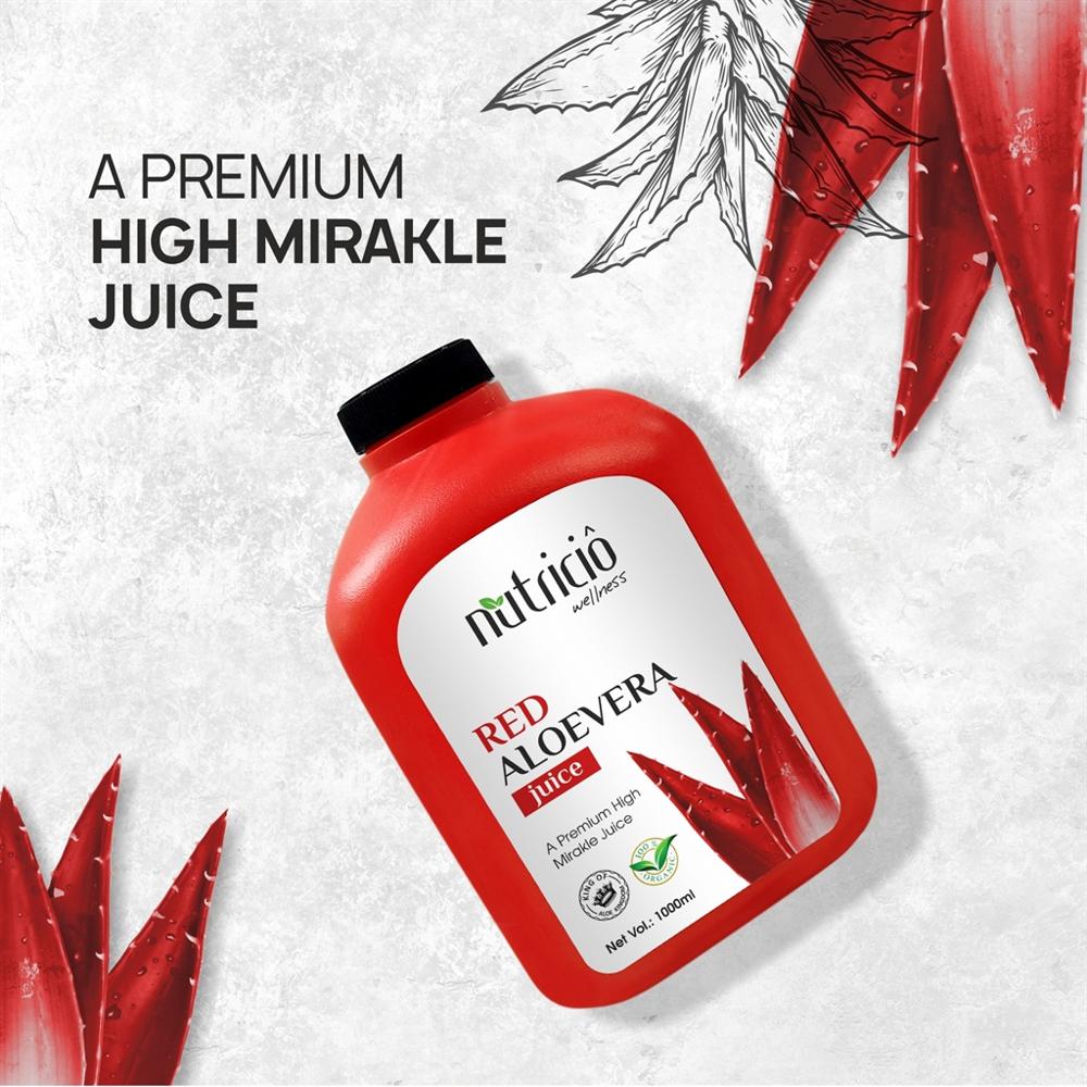 Nutricio Wellness Red Aloe vera Juice with Ashwagandha and Honey A Premium High mirakle juice