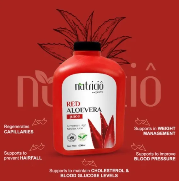Nutricio Wellness Red Aloe vera Juice with Ashwagandha and Honey A Premium High mirakle juice