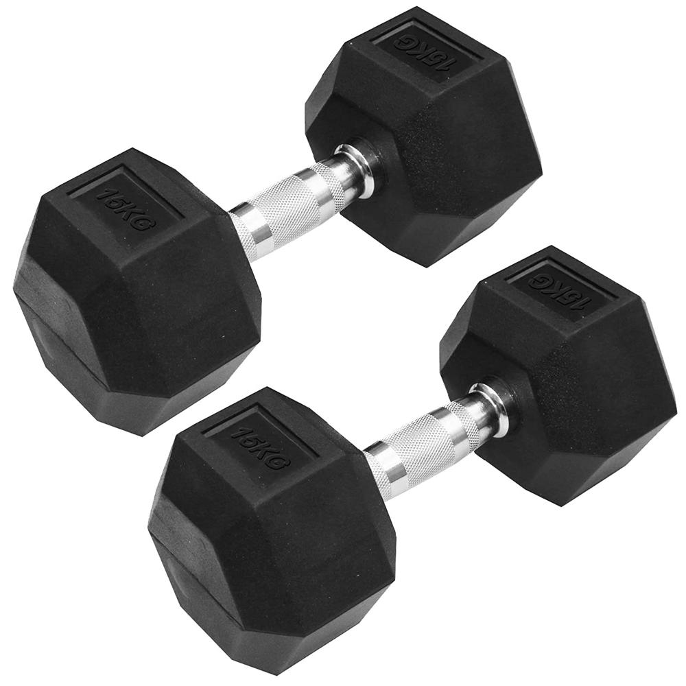 Dolphy 25 Kg Rubber Coated Professional Exercise Hex Dumbbells - Application: Tone Up Muscle