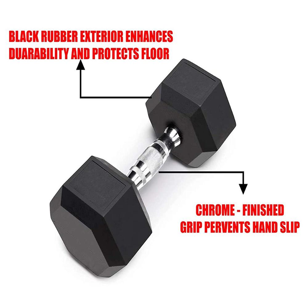 Dolphy 25 kg Rubber Coated Professional Exercise Hex Dumbbells