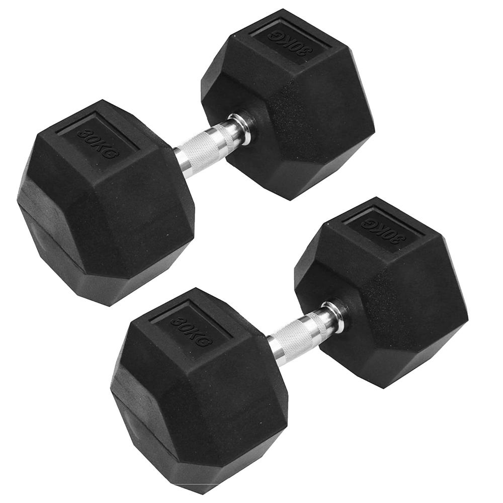Dolphy 30 Kg Rubber Coated Professional Exercise Hex Dumbbells (Pack Of Two) - Application: Gain Strength