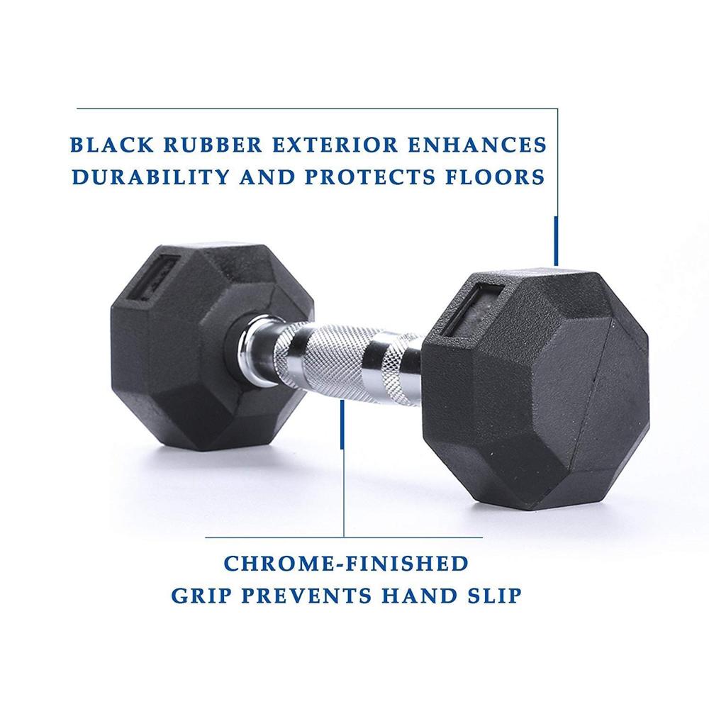 Dolphy 30 kg Rubber Coated Professional Exercise Hex Dumbbells (Pack of Two)