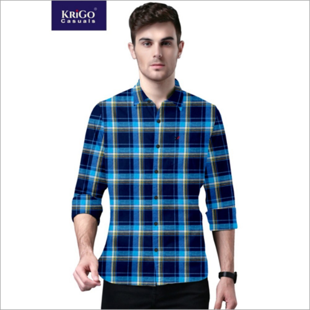 Mens Blue Check Shirts - Feature: Washable