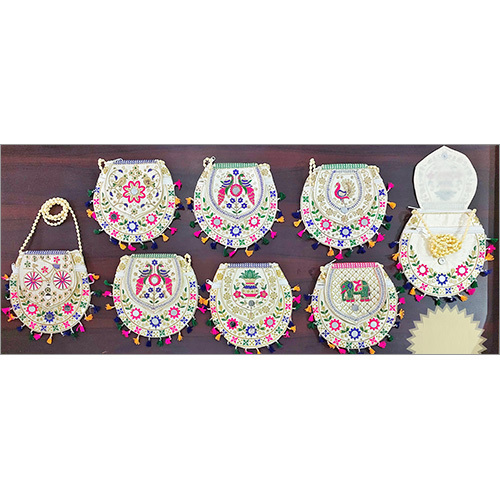 4 Mirror Indian Embroiedery Sling Bags - Color: Multicolor