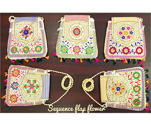 Embroidery Flower Design Sling Bags - Color: Multicolor
