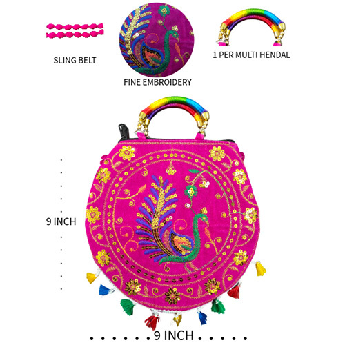 Pickock Design Hand Bag With Sling - Color: Multicolor