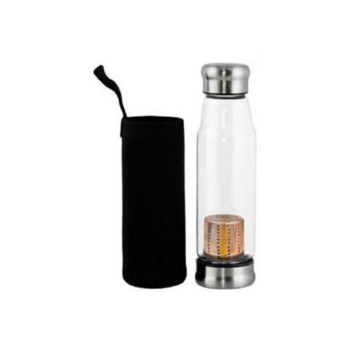 Gbi-4078 500Ml Borosilicate Glass Water And Infuser Bottle - Color: Black