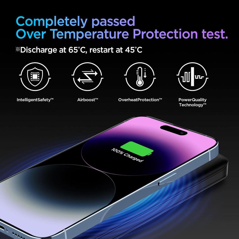 Spigen 10000mAh, 3 in 1 Wireless Power Bank- Black